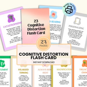 Cognitieve vervorming Flash Card-deck, therapietool, hulp voor geestelijke gezondheidszorg, zelfhulpkaart, counseling, hulpmiddel voor zelfzorg, positief denken