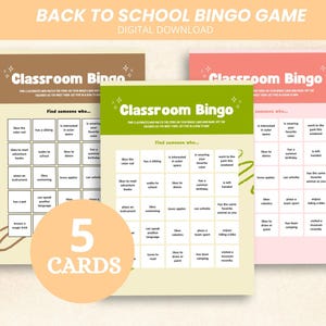 Buntes Klassenzimmer Bingo-Arbeitsblatt - Lernspiel für Kinder, Lernaktivität, Lehrerressource, illustrierter Stil Buntes Klassenzimmer
