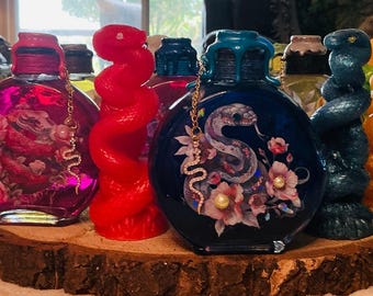 Botellas de poción de serpiente / Decoración de resina con temática de brujería / Exhibición de fantasía, gótico, cosplay y magia