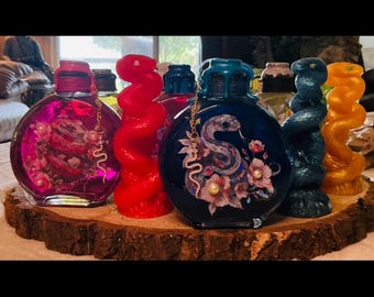 Botella de poción de serpiente de corazón frío ~ 5” de alto x 3.5” de ancho ~ La serpiente de resina se vende por separado