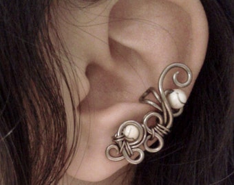 Ivory Bubbles Ear Cuff non piercing swirl minimalist wrap earring