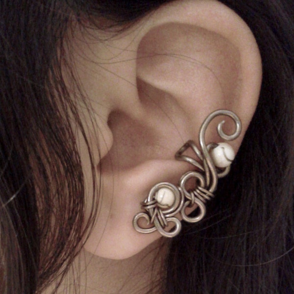 Ivory Bubbles Ear Cuff non piercing swirl minimalist wrap earring