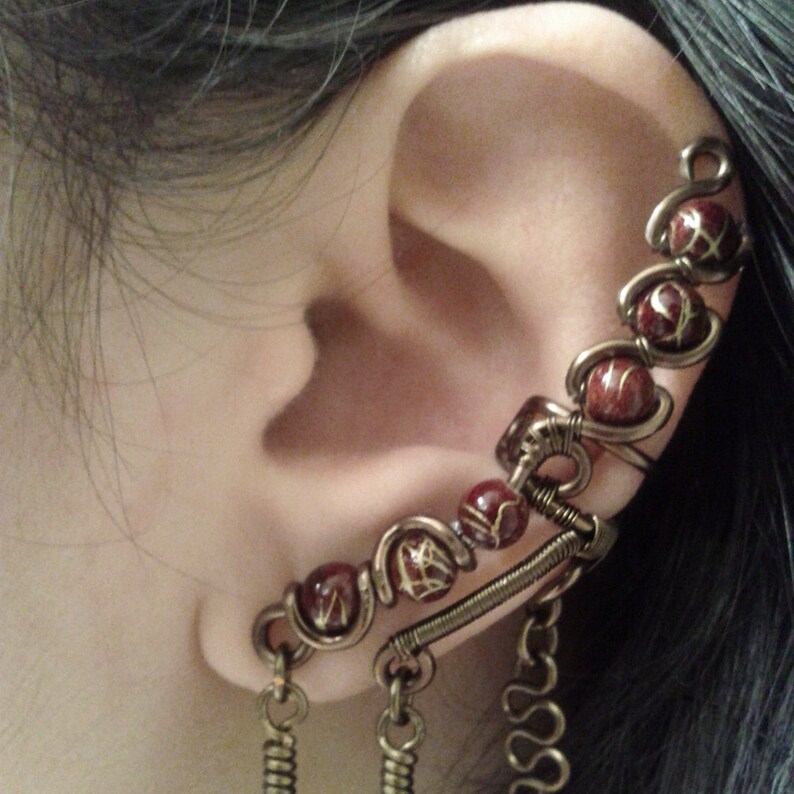 Brass Lobe Armor Ear Cuff No Piercing Required Dangle Ear Wrap Etsy