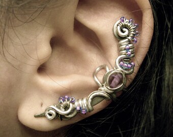 Ear Cuff Violeta Plata