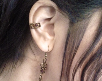 Brass Blood Garnet Ear Cuff