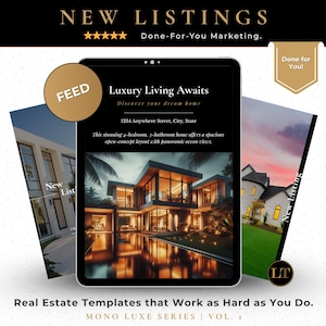 Just Listed Real Estate Instagram Templates Canva Editable Luxury Realtor Social Media Posts Modern Real Estate Marketing Kit for Agents