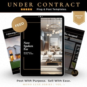 Under Contract Real Estate Templates: Modern Realtor Social Media Kit (Canva Editable Digital Download)