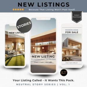 New Listing Story Templates for Realtors | Real Estate Canva Story Pack | Instagram Marketing Kit for Agents, Brokers & Social Media Pros