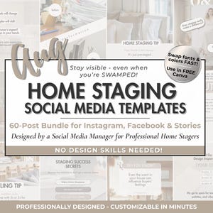 Home Staging Social Media Templates: August Canva Posts (Digital Download)