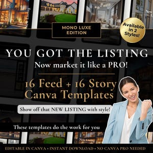New Listing Bundle Canva Templates for Realtors | Real Estate Instagram Post Pack | Editable Feed and Story Graphics | Instant Download