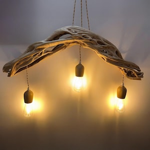 Driftwood chandelier lighting dining room tree branch light natural wood unique ceiling lamp