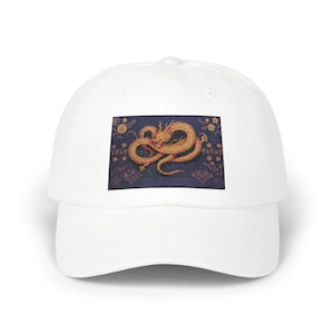 Embroidered boy Cap, Japanese Dragon Design, Classic Hat for Men and Women, Traditional Style, Gift for Dad, Adjustable Baseball Cap