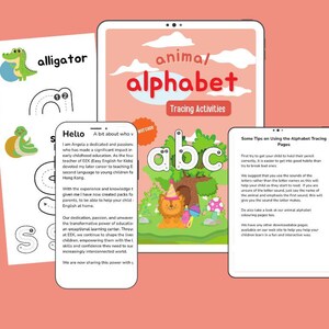 Livreto de rastreamento de letras de animais do alfabeto