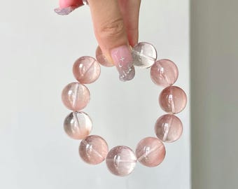 12MM Purple Rabbit Hair Crystal Bracelet: Pink Gemstone, Emotional Healing