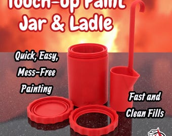 Touch-Up Paint Jar and Ladle, 4oz, Built-in Brush Scraper, Reusable, Space-Saving, Quick & Easy Storage, Painting Accessory, Paint Storage