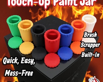 Touch-Up Paint Jar 4oz, Built-in Brush Scraper, Reusable, Space-Saving, Quick & Easy Storage, Painting Accessory, Paint Storage
