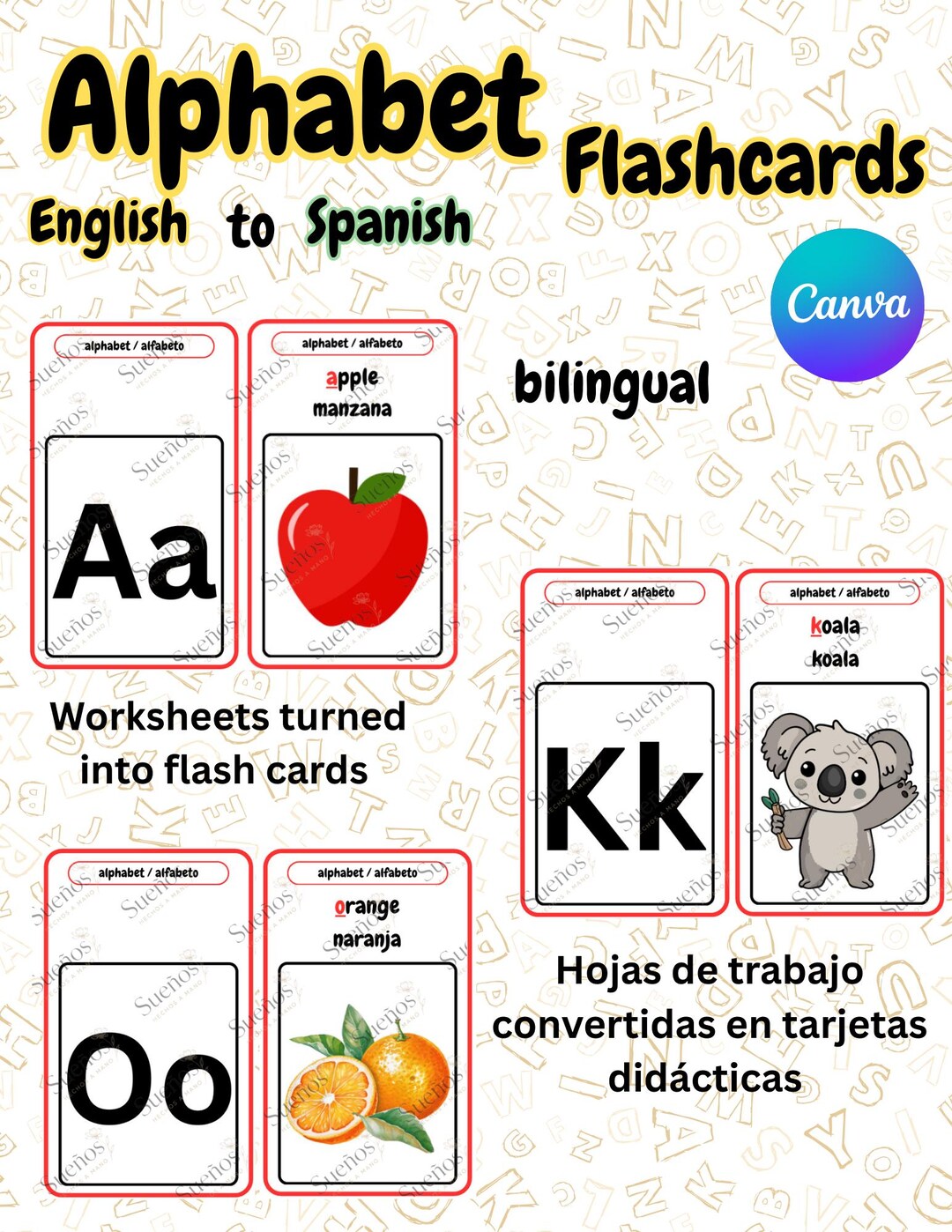 Basic Alphabet Flashcards *canva Download - Etsy