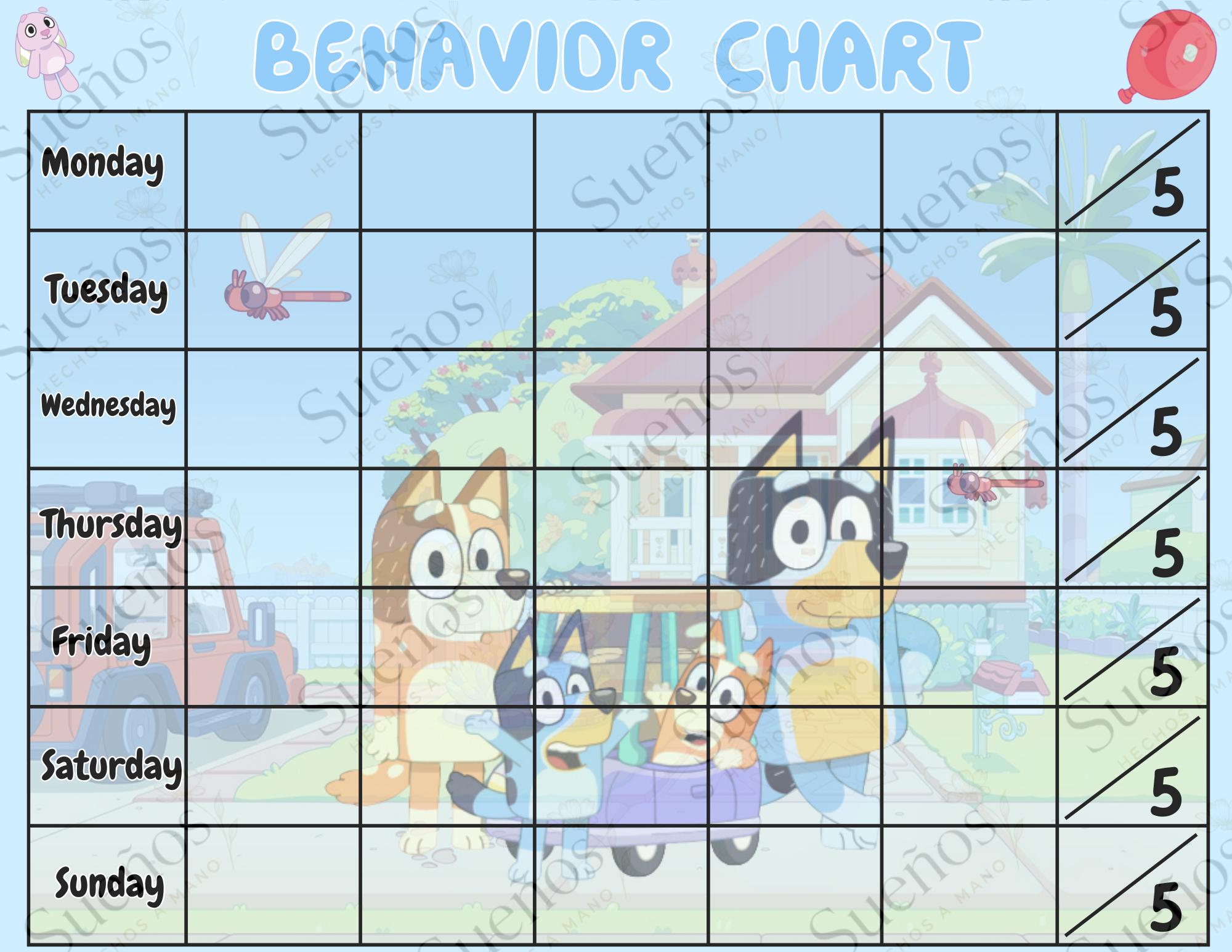 Bluey Behavior Chart - Etsy Australia
