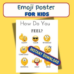 Kids Emotions Poster Emoji Poster Emotion Feeling Poster Kids Feeling Chart Feeling Chart Kids Feeling Poster