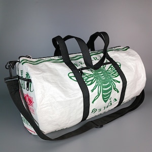 Upcycled Sugar Sack Duffel Bag: Handmade Thai Gym Travel Bag