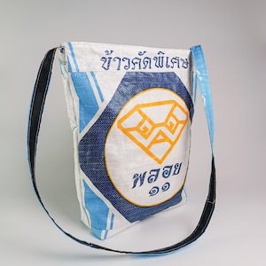 Upcycled Rice Sack Crossbody Bag | Handmade Tote from Thailand | Minimal Eco Bag