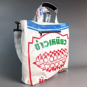 Upcycled Rice Sack Tote | Lightweight Handmade Eco Bag from Isan Thailand