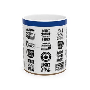 Funny Coffee Lover Ceramic Mug - Caffeine Queen, Gift for Coffee Lovers, Funny Kitchen Mug, Unique Mug for Her, Humor Coffee Cup