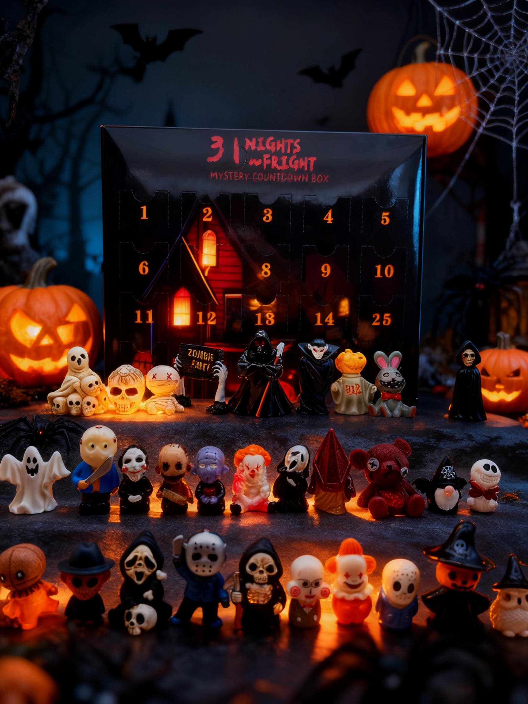 Calendrier De L'Avent Halloween 31 Nuits De Terreur - 31 Figurines Horreur | Boîte Countdown 2025 Déco Effrayante