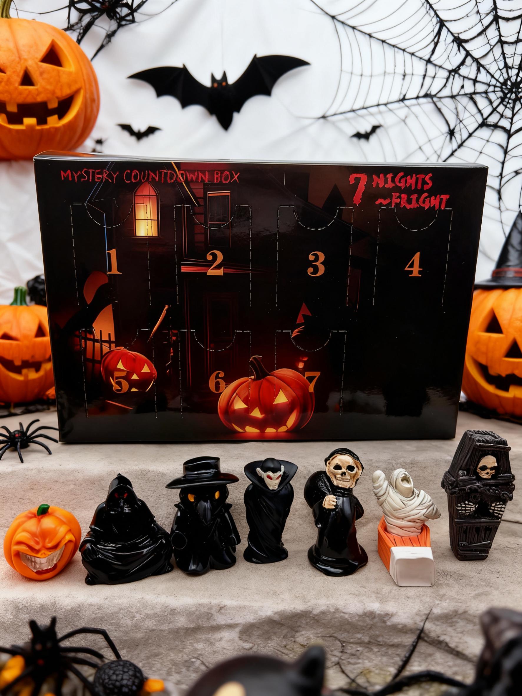 31 Nights Of Fright – Calendrier De L'Avent Halloween Avec Figurines Horrifiques, Pendentifs Et Mini Déco, Réutilisable