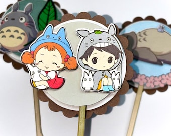 My neighbor totoro cupcake toppers| Totoro Party| Studio Ghibli| Forest Spirit| Custom Totoro Cupcakes
