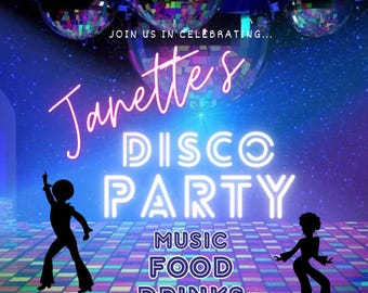Disco Party Invitation | Retro Groovy Theme | Studio 54 Theme | Instant Download | Digital Birthday Invite| Boogie Bash