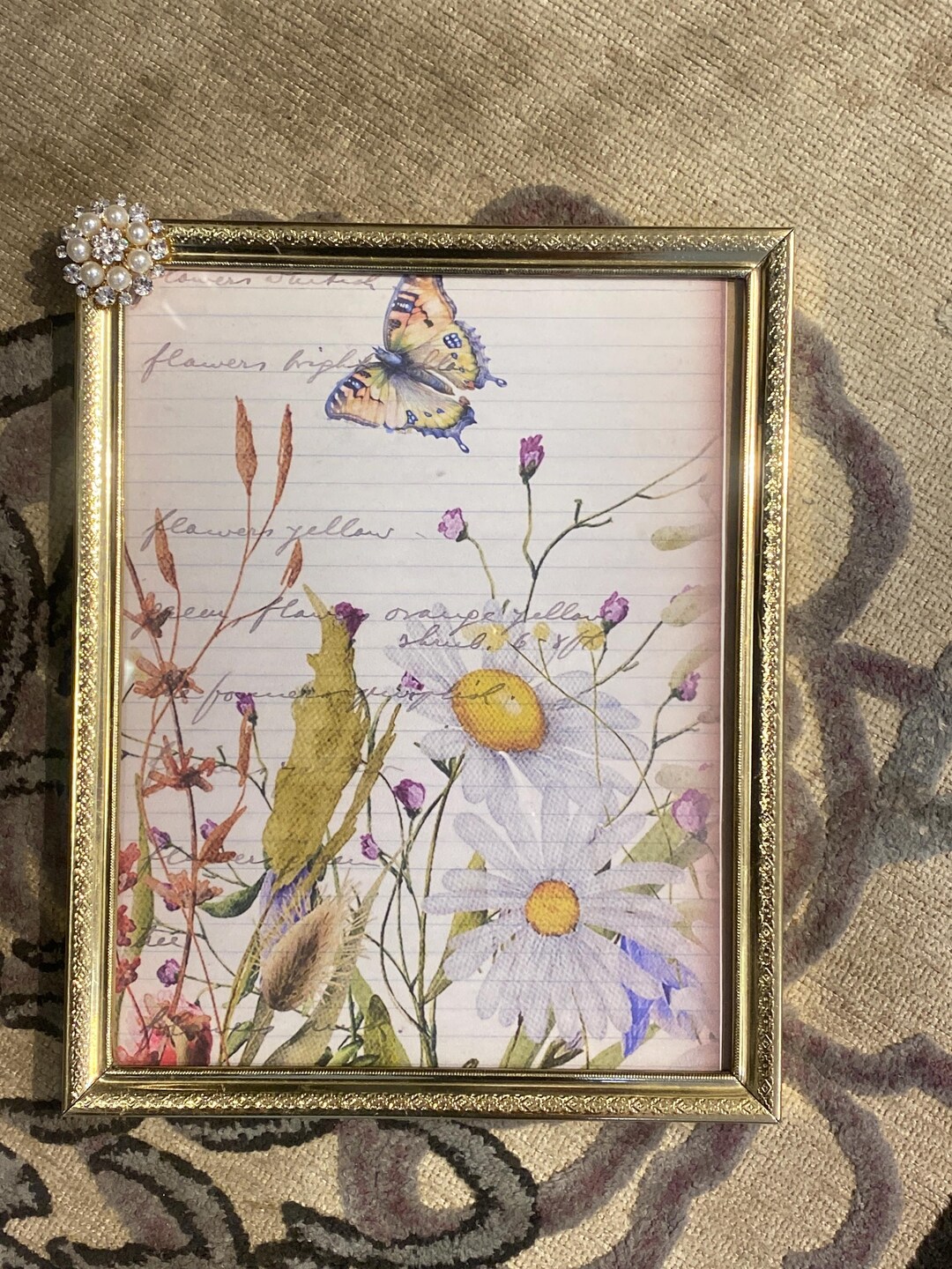 Vintage 8 X 10 Picture Frame With Beautiful Jewel - Etsy
