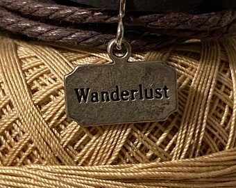 Wanderlust - Leather Bracelet with Silvertone Charm