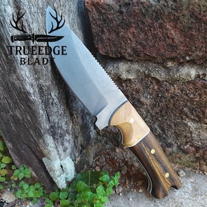 Handcrafted Full Tang Hunting Knife | TrueEdge Blade | Custom Wood Handle | Outdoor & Survival Gear