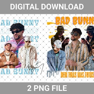 Bad Bunny 2 PNG File, Bad Bunny Digital File, All colors shown in listing photos are included as .PNG files in the download.