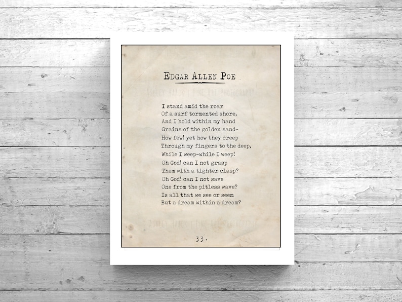 Book Page Printable Edgar Allan Poe A Dream Within A Dream - Etsy