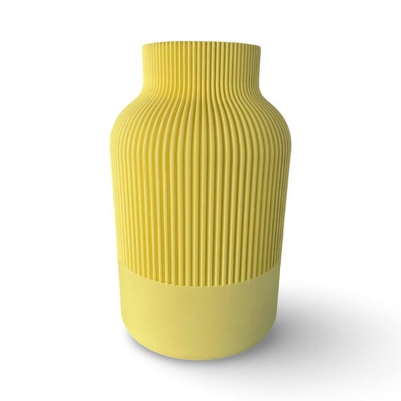Jarrón Japandi 3D - Unidad Única Drop | Diseño Sabre Design | 22 cm | PLA Ecológico Amarillo Mate