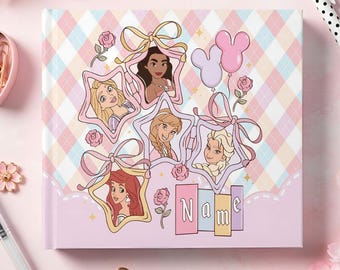 Libro de autógrafos personalizado de princesas Disney, regalo personalizado para nieto/a, Disney World, Rapunzel, Ariel, Anna y Elsa Booknote, regalos Disney