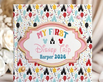 Personalized My First Disney Trip Autograph Book, Disney Trip 2026 Booknote, Disney Castle Book Disney Gifts