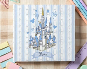 Custom Disney Castle Autograph Book, Blue Gingham Coquette Print, Personalized Magic Kingdom Autographs Booknote, Castle Book, Disney Gifts