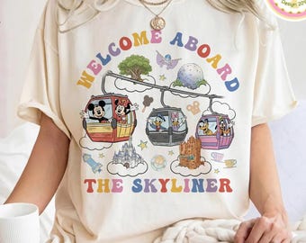 Camiseta del Disney Skyliner: Vea el mundo desde arriba, Mickey y sus amigos de Disney Epcot: Bienvenidos a bordo del Skyliner, camiseta de Hollywood Studios