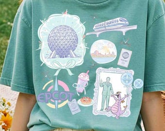 Camiseta vintage de Disney Epcot con colores cómodos, camiseta de Disney Epcot World Tour, camiseta de acuarela con pigmentos de Walt Disney, camiseta de Disney Snacks