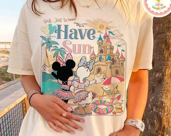 Camiseta de verano de Minnie y Daisy con sus mejores amigas de Disney, Viaje de verano de Minnie Mouse y Daisy Duck con sus mejores amigas, Crucero familiar por la playa de Disney, Crucero de Disney