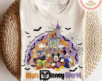 Camiseta de Halloween de Mickey y sus amigos en el castillo de Disney, fiesta de Halloween de Mickey no tan aterradora 2025, Halloween familiar de Walt Disney World y Disneyland