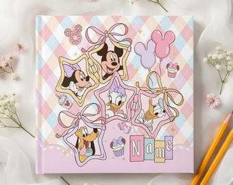 Personalized Disney Mickey and friends Autograph Book, Custom Gift for Grandchild, Disney Balloons, Disney Coquette Booknote, Disney Gifts
