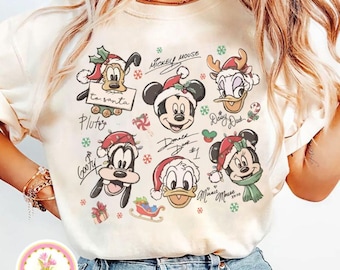 Retro Disney Santa Mickey And Friends Shirt, Mickey's Very Merry Christmas Party 2025 Shirt, Disneyland Vacation Family Matching Trip Shirt