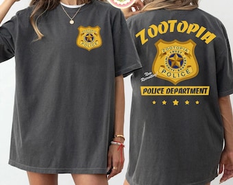 Two-sided  Zootopia Police Department Shirt, Disney Zootropolis T-shirt, Disneyland Family Matching Trip, Disney Birthday Gift, Zootopia 2