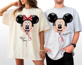 Retro Minnie Mickey Balloon Couple Matching Shirt, Vintage Disney Mickey Minnie Mouse, Disney Couple Husband Wife Vacation, Disneyland Trip