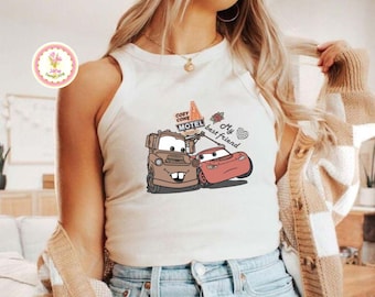 Retro Disney Lightning McQueen & Tow Mater My Best Friend Shirt, Retro Disney Cars Baby Tee Crop Tank, Disney Girls Trip Tee, Bestie Shirt
