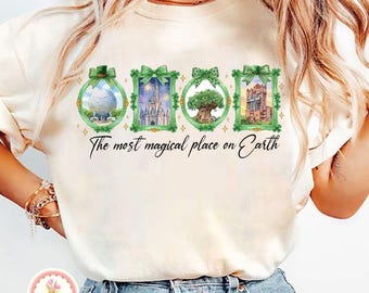 Camiseta con lazo de coqueta de Walt Disney World, trébol de Disney, Feliz Día de San Patricio, Magic Kingdom, Castillo Mágico, camiseta irlandesa de la suerte, regalo para el día de la suerte